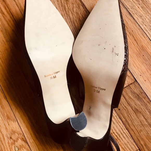 J Renee’. Brown and Black chic kitten sling-backs - Picture 7 of 8